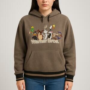 Warner Bros Looney Tunes Hoodie Embroidered Oversized Vintage 90s
